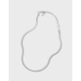 Minimalist Flat Snake Bone Chain Choker Necklace 100% S925 Sterling Silver