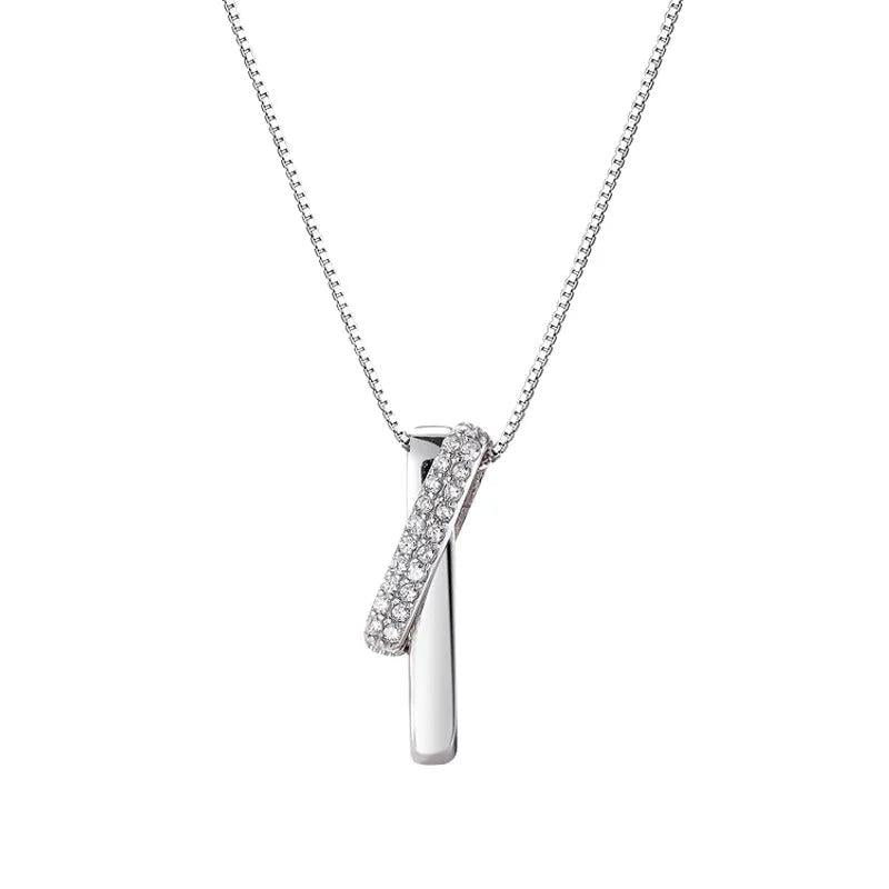 925 Silver Necklace Square Strip Pendant Choker Women