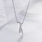 925 Silver Necklace Square Strip Pendant Choker Women