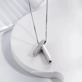 925 Silver Necklace Square Strip Pendant Choker Women
