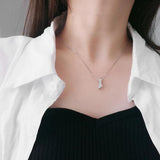 925 Silver Necklace Square Strip Pendant Choker Women