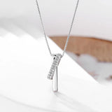 925 Silver Necklace Square Strip Pendant Choker Women