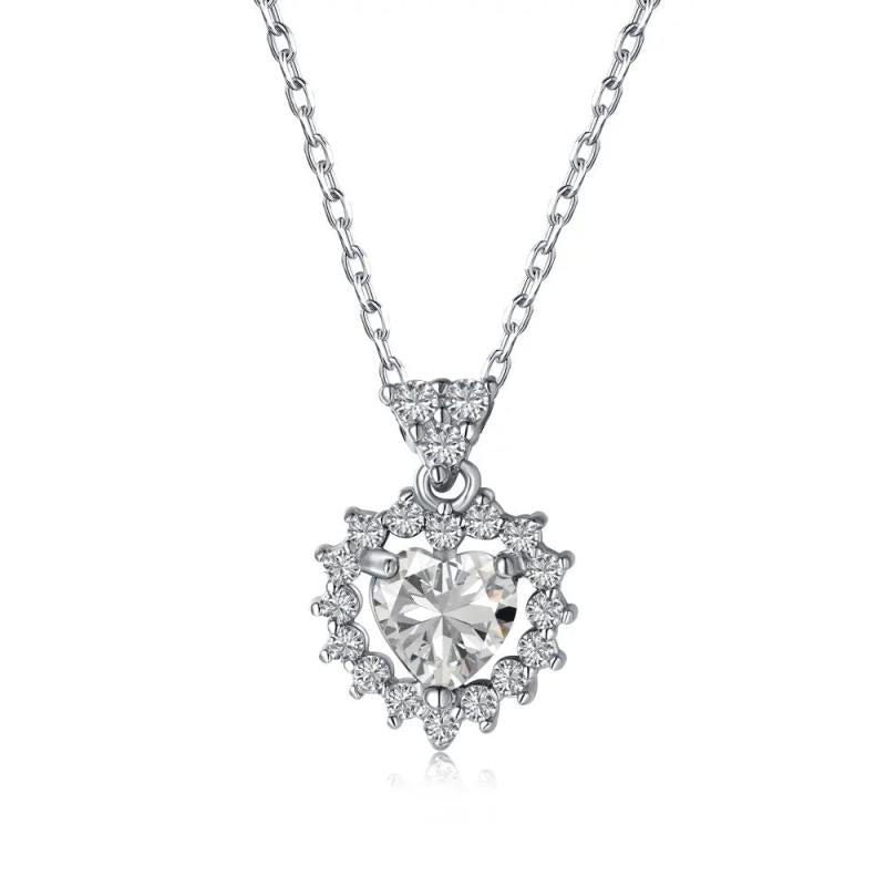 Heart Fine Jewelry Necklace S925 Sterling Silver Sapphire Pendant