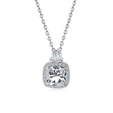 925 Silver 1ct Clear Green Ruby Round Zircon Pendant Necklace