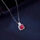 925 Silver 1ct Clear Green Ruby Round Zircon Pendant Necklace
