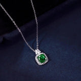 925 Silver 1ct Clear Green Ruby Round Zircon Pendant Necklace