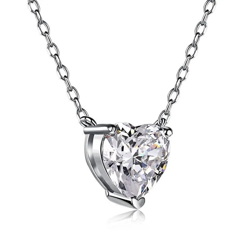 925 Silver Heart Cut Moissanite Wedding Pendent Necklace