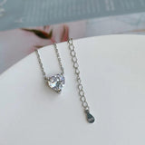 925 Silver Heart Cut Moissanite Wedding Pendent Necklace
