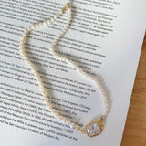 925 Silver Crystal Pendant Pearl Necklace Classic Vintage Mother's Jewelry