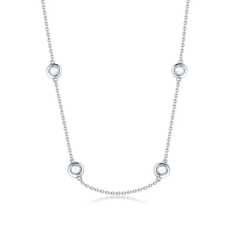 925 Silver Women Engagement O-chain Choker Necklace