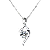 S925 Sterling Silver Heart Pendant Necklace with Diamond Zircon