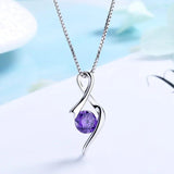 S925 Sterling Silver Heart Pendant Necklace with Diamond Zircon