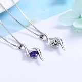 S925 Sterling Silver Heart Pendant Necklace with Diamond Zircon