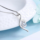 S925 Sterling Silver Heart Pendant Necklace with Diamond Zircon