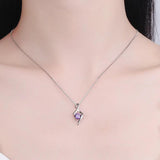 S925 Sterling Silver Heart Pendant Necklace with Diamond Zircon