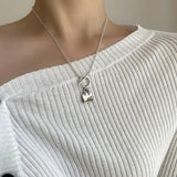S925 Sterling Silver Buckle Bag Necklace Bright Light Collarbone Chain