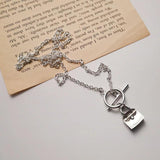S925 Sterling Silver Buckle Bag Necklace Bright Light Collarbone Chain