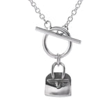 S925 Sterling Silver Buckle Bag Necklace Bright Light Collarbone Chain