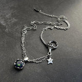 Sterling Silver Star Zircon Necklace Retro Sweater Chain