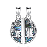 Eudora 925 Silver Elephant Abalone Shell Round Necklace