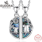 Eudora 925 Silver Elephant Abalone Shell Round Necklace
