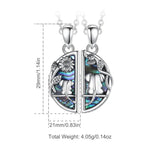 Eudora 925 Silver Elephant Abalone Shell Round Necklace