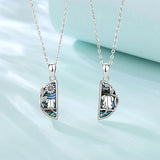 Eudora 925 Silver Elephant Abalone Shell Round Necklace