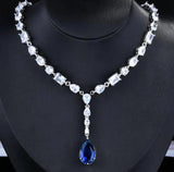 Royal Sapphire Water Drop Pear Necklace