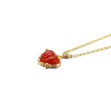 Retro Red Heart Love S925 Sterling Silver Red Agate Necklace Set