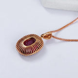 Large Oval Rubellite Pendant Necklace with High Carbon Diamond