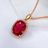 Large Oval Rubellite Pendant Necklace with High Carbon Diamond