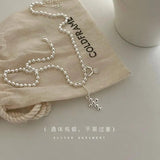 925 Sterling Silver Cross Bead Choker Chain Necklace