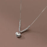 YPAY Korea S925 Silver Heart Pendant Necklace Fine Jewelry