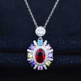 Colorful Necklace Red Diamond Female Brilliant Jewelry Wedding Girl Gift