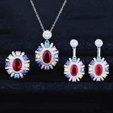 Colorful Necklace Red Diamond Female Brilliant Jewelry Wedding Girl Gift
