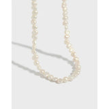 925 Silver Baroque Pearl Chain Choker Charm Necklace for Women