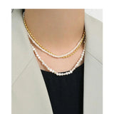 925 Silver Baroque Pearl Chain Choker Charm Necklace for Women