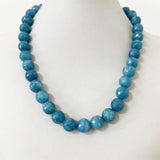 11-12MM Sapphire Jade Necklace Silver Natural Stone Gem Choker
