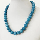 11-12MM Sapphire Jade Necklace Silver Natural Stone Gem Choker