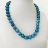 11-12MM Sapphire Jade Necklace Silver Natural Stone Gem Choker