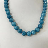 11-12MM Sapphire Jade Necklace Silver Natural Stone Gem Choker
