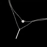925 Silver Geometric Choker Necklace Double Layers Link Chain Jewelry