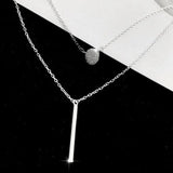 925 Silver Geometric Choker Necklace Double Layers Link Chain Jewelry