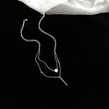 925 Silver Geometric Choker Necklace Double Layers Link Chain Jewelry