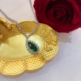 Water Drop Zircon Emerald Necklace for Women