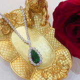 Water Drop Zircon Emerald Necklace for Women