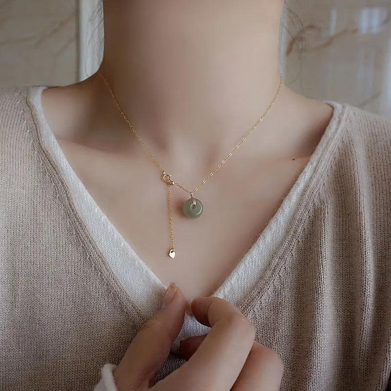 925 Silver Chain Necklace with Hetian Jade Pendant