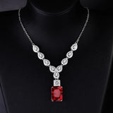 Ruby Necklace Square Diamond Brilliant Jewelry Wedding