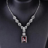 Ruby Necklace Square Diamond Brilliant Jewelry Wedding