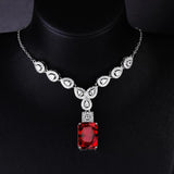 Ruby Necklace Square Diamond Brilliant Jewelry Wedding